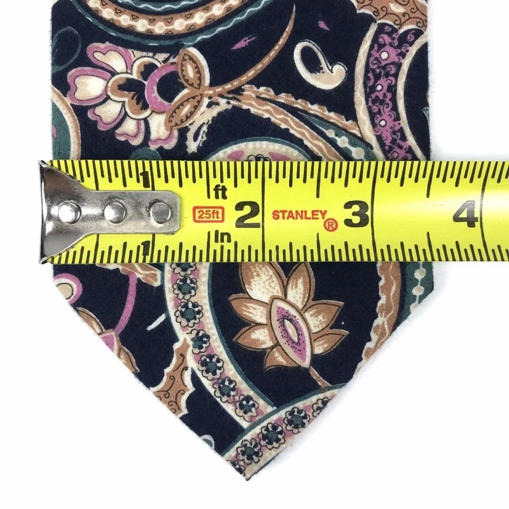 Men's vintage Isaco Cotton Tie Made In Italy Floral Black Multicolor Necktie 58